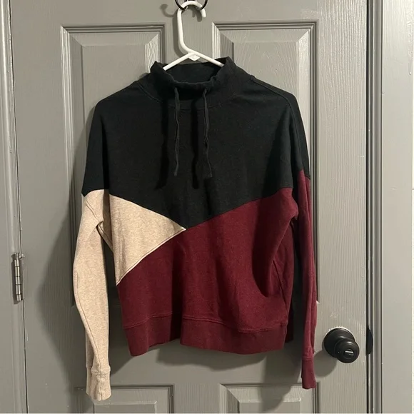 Pact Women's Tri-Color Cowl Neck Sweater - Picture 3 of 6